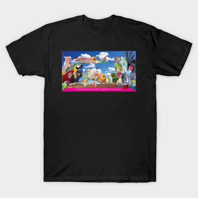 parrot rainbow banner T-Shirt by Just Winging It Designs